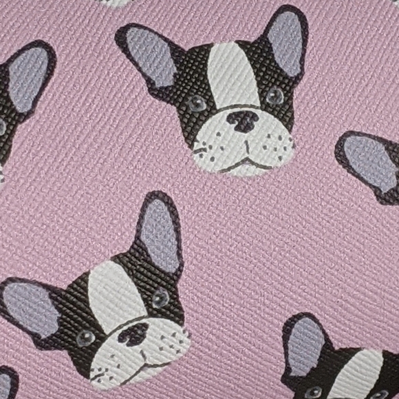Boston Terrier Frenchie Small Cosmetic Pencil Case PVC Saffiano Pink NWT - Picture 13 of 14
